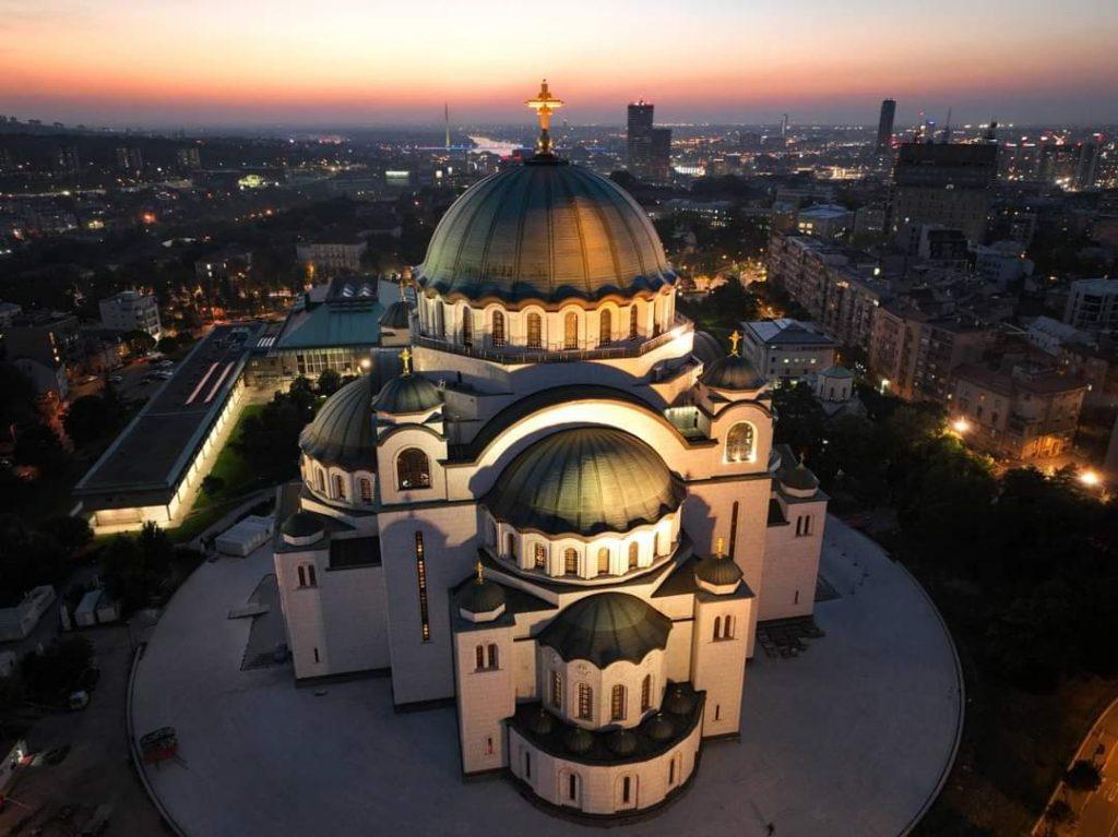 Temple of Saint Sava in Belgrade- Arial view